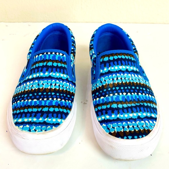 Vera Bradley Multi Blue Canvas Slip On Shoes Size 8.5 - Picture 1 of 8